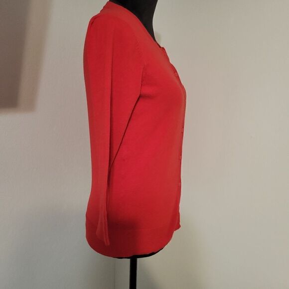 Merona Red 3/4 Sleeve Button Down Round Neck Cotton Blend Shirt Size M - Picture 3 of 13